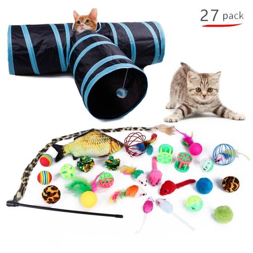 Pet Cat Toys Set Pussycat Pass Teasing Cat Stick Bell Cat Tunnel Toys Fournitures Combo Set N ° 5