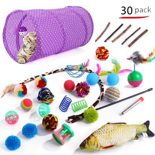 Pet Cat Toys Set Pussycat Pass Teasing Cat Stick Bell Cat Tunnel Toys Fournitures Combo Set N ° 6