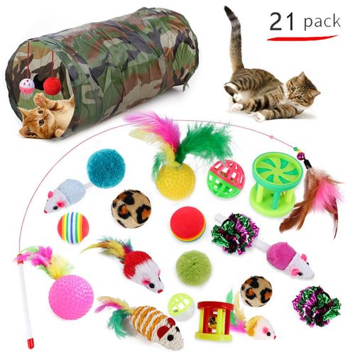 Pet Cat Toys Set Pussycat Pass Teasing Cat Stick Bell Cat Tunnel Toys Fournitures Combo Set N ° 11