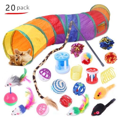 Pet Cat Toys Set Pussycat Pass Teasing Cat Stick Bell Cat Tunnel Toys Fournitures Combo Set N ° 13