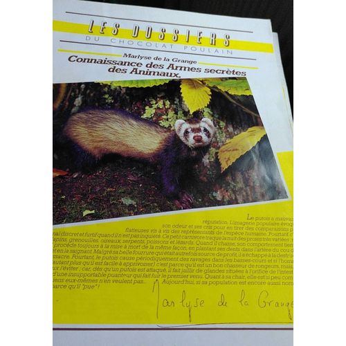 Mes Dossiers Du Chocolat Poulain - Connaissance Des Armes Secrètes Des Animaux Par Marlyse De La Grange - Collecteur Collector Album D'images Photographies 24 Vintage - Illustration De Gérard Boutet 
