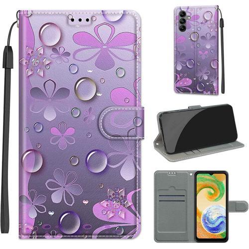 Coque Pour Samsung Galaxy A04s, Protection Housse En Cuir Pu Portefeuille À Rabat Motif Wrist Strap , Flip Antichoc Etui À Pour Samsung A04s / A13 5g Goutte D'eau B