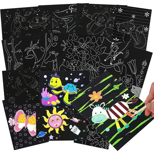 Carte a gratter Enfant, 16 pièces de Beaux Animaux à gratter avec 10  papiers à gratter