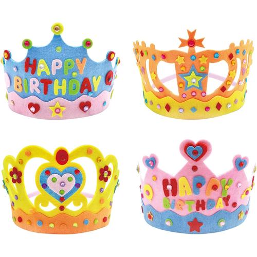 kit creatif Enfant DIY Couronne, couronne anniversaire kit bricolage feutre  enfant Créez vos propres couronnes Princess Pretend Play couronne princesse  pour les filles de 5 à 8 ans (lot de 4)