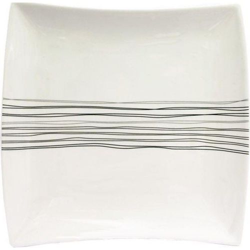 Lot De 6 Assiettes De Présentation Carrées "Lignes" 29cm Blanc
