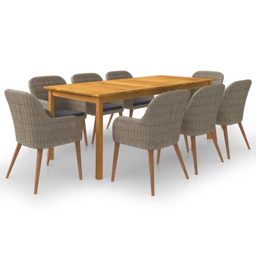 Vidaxl Ensemble De Salle À Manger De Jardin 9 Pcs Marron