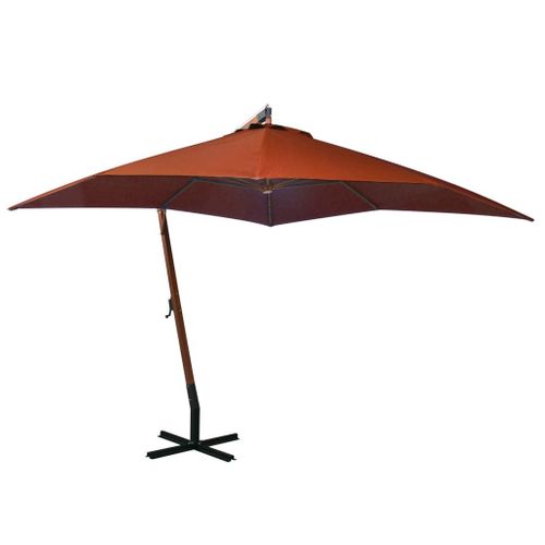 Vidaxl Parasol Suspendu Avec Mât Terre Cuite 3x3m Bois De Sapin Massif