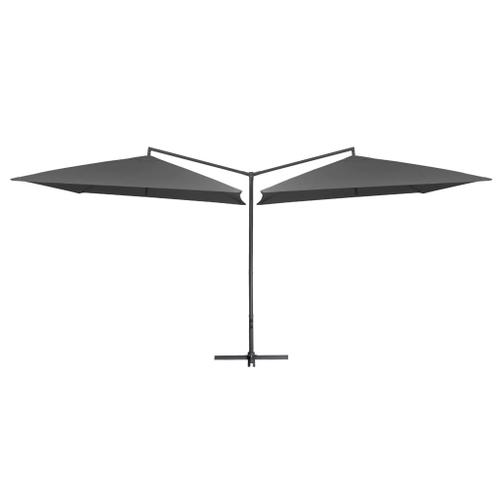 Vidaxl Parasol Double Avec Mât En Acier 250 X 250 Cm Anthracite