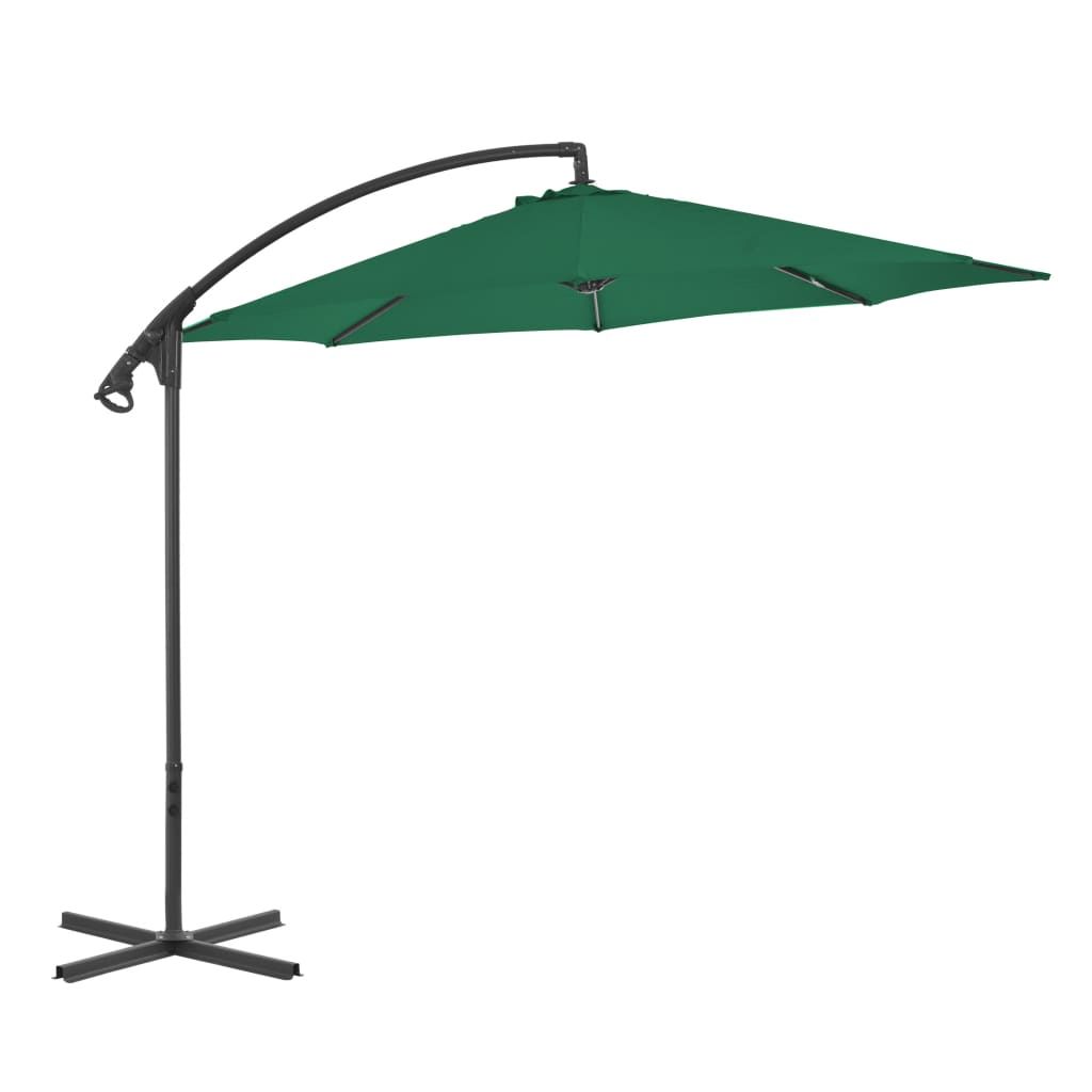 Vidaxl Parasol En Porte-À-Feux Avec Mât En Acier 300 Cm Vert