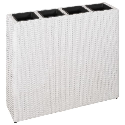Vidaxl Lit Surélevé De Jardin Avec 4 Pots Résine Tressée Blanc