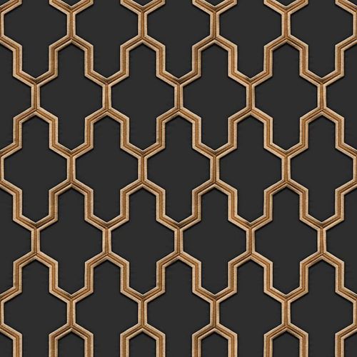 DUTCH WALLCOVERINGS Papier peint Geometric Noir et doré