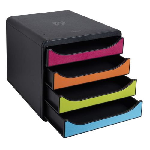 Exacompta Module De Classement Big-Box  4 Tiroirs Noir/Arlequin