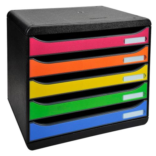 Exacompta Module De Classement 5 Tiroirs Big Box À L'italienne Noir/ Arlequin