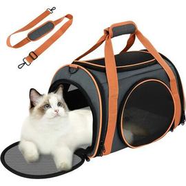Sac de transport pour chat, porte-chien pliable respirant, boîte de transport  pour chat sac pour animaux portable avec bandoulière réglable + bol idéal  pour les chats, les petits chiens (4