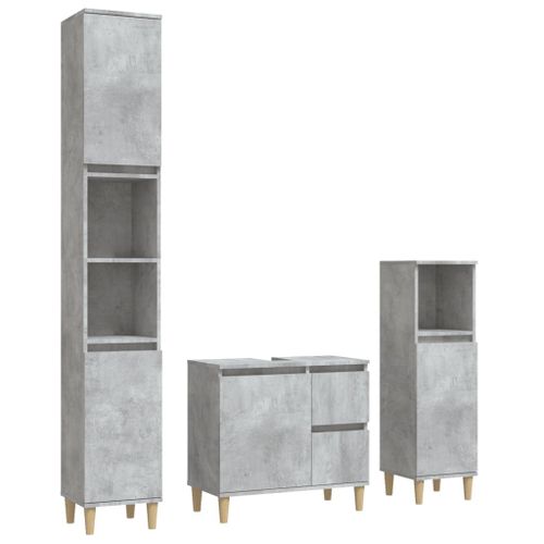 Vidaxl Ensemble D'armoires De Salle De Bain 3 Pcs Gris Béton