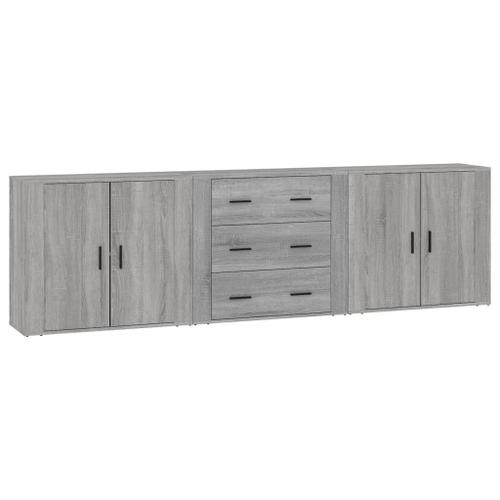 Vidaxl Buffets 3 Pcs Sonoma Gris Bois D'ingénierie