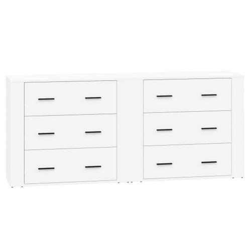 Vidaxl Buffets 2 Pcs Blanc Bois D'ingénierie