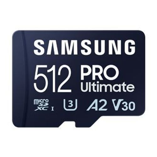 Samsung PRO Ultimate MB-MY512SA - Carte mémoire flash (adaptateur SD inclus(e)) - 512 Go - A2 / Video Class V30 / UHS-I U3 - microSDXC UHS-I - bleu