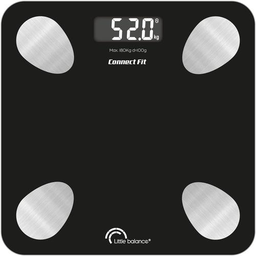 Pèse-Personne Connecté Little Balance Kit Duo Connect Fit 8685 - Piles - Impédancemètre + Corde À Sauté Connecté - 190 Kg/100 G - Noir