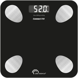 Pèse-Personne Connecté Little Balance Kit Duo Connect Fit 8685 - Piles - Impédancemètre + Corde À Sauté Connecté - 190 Kg/100 G - Noir