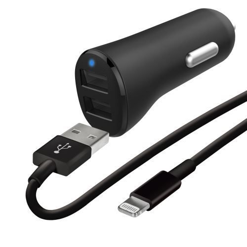 Pack Chargeur Voiture Prise Allume Cigare Wefix Double Usb A 4,8a Avec Câble Lightning 1m Chargeur Iphone