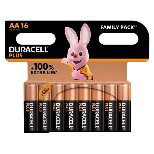 Pile alcaline Duracell Plus LR6 lot de 16