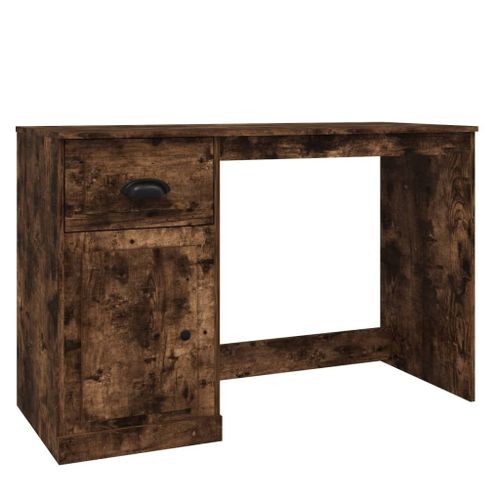 Vidaxl Bureau Avec Tiroir Chêne Fumé 115x50x75 Cm Bois D'ingénierie