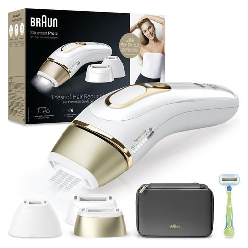 Epilation Semi-Définitive Braun Appareil A Lumière Pulsée Silkexpertpro 5 Pl5242 Blanc-Or