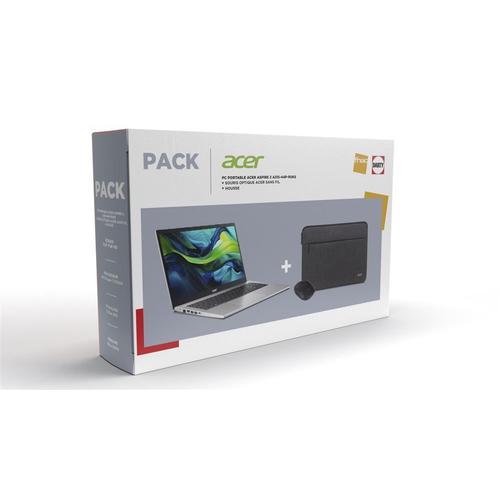 Pack PC portable Acer Aspire 3 15 A315-44P-R0KS 15,6" AMD Ryzen? 7 16 Go RAM 512 Go SSD Gris + Housse + Souris optique sans fi