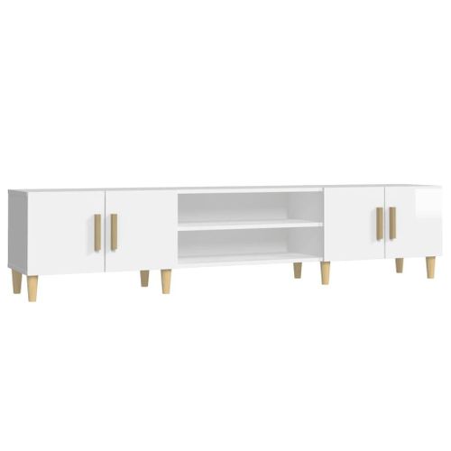 Vidaxl Meuble Tv Blanc Brillant 180x31,5x40 Cm Bois D'ingénierie