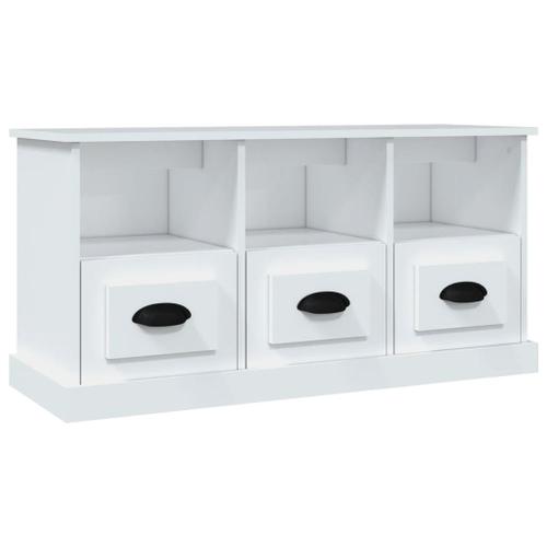 Vidaxl Meuble Tv Blanc 100x35x50 Cm Bois D'ingénierie