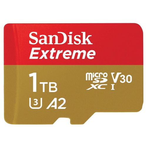 SanDisk Extreme - Carte mémoire flash (adaptateur microSDXC vers SD inclus(e)) - 1 To - A2 / Video Class V30 / UHS-I U3 / Class10 - microSDXC UHS-I