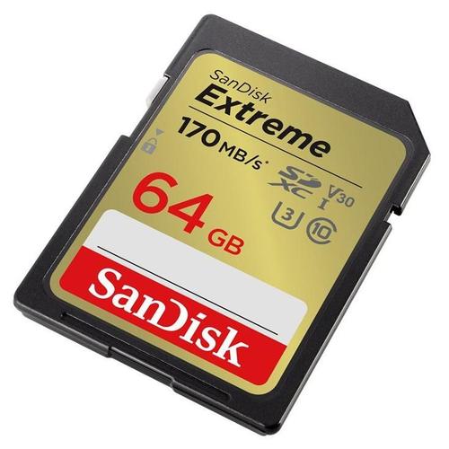 SanDisk Extreme - Carte mémoire flash - 64 Go - Video Class V30 / UHS-I U3 / Class10 - SDXC UHS-I