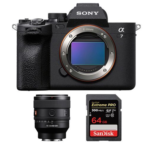 Appareil photo Sony Alpha A7 Mark IV + FE 50mm f1.4 GM + SanDisk 64 Go Extreme Pro SDXC UHS-II U3 V90 300 Mo/s