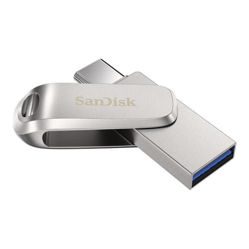 SanDisk Ultra Dual Drive Luxe - Clé USB - 128 Go - USB 3.1 Gen 1 / USB-C - argent