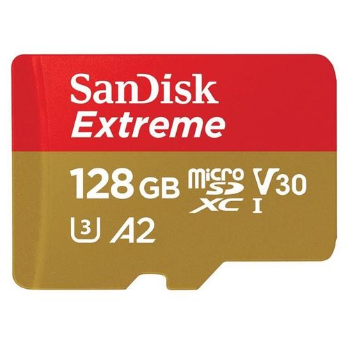 SanDisk Extreme - Carte mémoire flash - 128 Go - A2 / Video Class V30 / UHS-I U3 / Class10 - microSDXC UHS-I