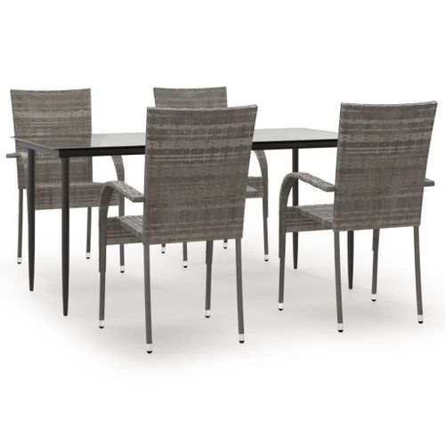 Vidaxl Ensemble À Dîner De Jardin 5 Pcs Gris Résine Tressée
