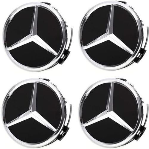 4pcs Capuchons De Centre De Roue Compatible-75bz-Black Pour Mercedes Benz, 75mm / 2.95 Capuchons De Moyeu De Roue De Voiture Abs Hub Cover