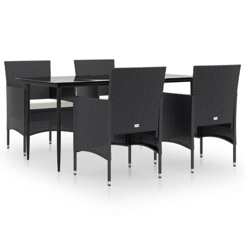 Vidaxl Ensemble De Salle À Manger De Jardin Avec Coussins 5 Pcs Noir