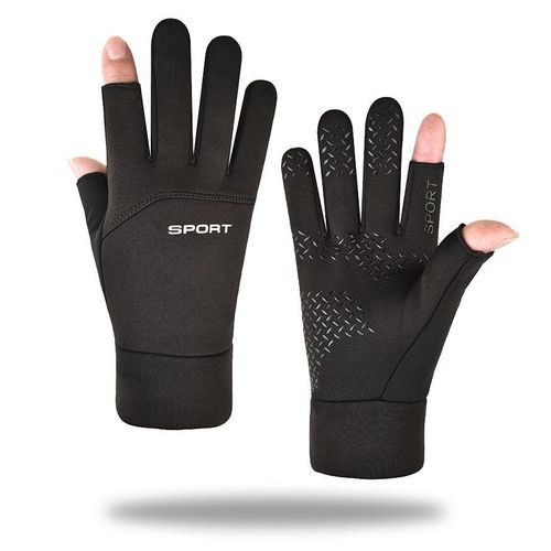 Gants D'équitation D'hiver, Index Et Pouce, Gants Imperméables Sans Doigts Le Noir