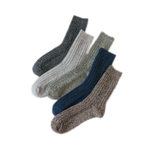 5 Paires De Chaussettes Mi-Tube Pour Hommes, Chaussettes Chaudes D'hiver