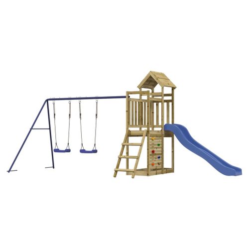 Vidaxl Maisonnette De Jeu Toboggan Et Balançoires Bois De Pin Imprégné