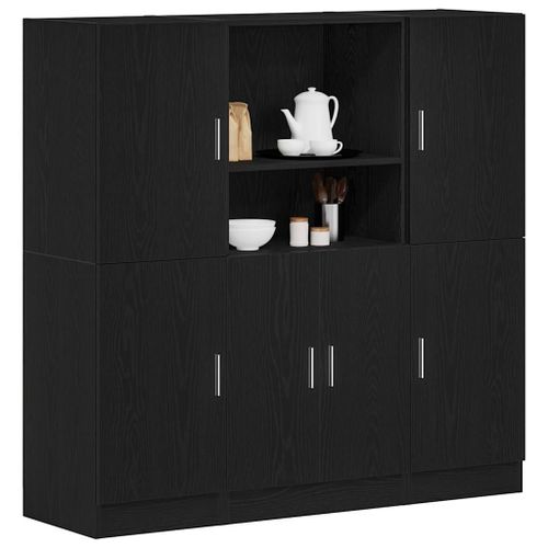 Vidaxl Ensemble D'armoires De Cuisine 3 Pcs Noir Bois D'ingénierie