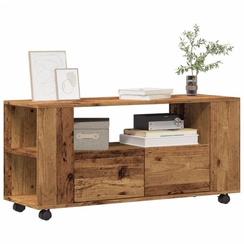 Vidaxl Meuble Tv Avec Roulettes Vieux Bois Bois D'ingénierie