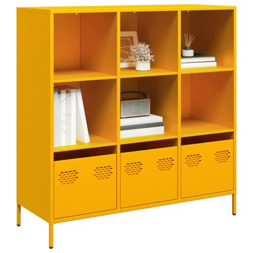 Vidaxl Buffet Haut Jaune Moutarde 101,5x39x103,5 Cm Acier