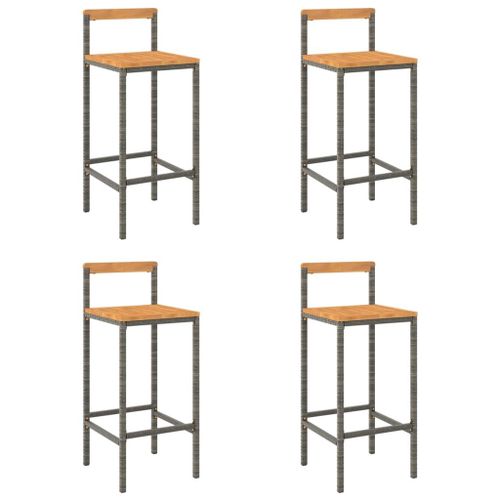 Vidaxl Tabourets De Bar 4 Pcs Gris Résine Tressée Et Bois D'acacia