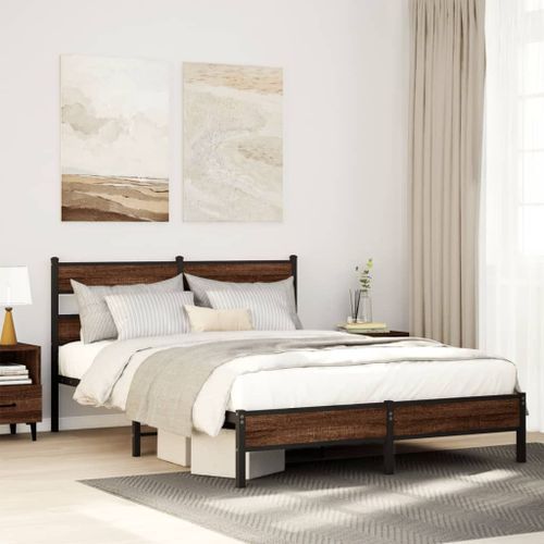 Vidaxl Cadre De Lit Sans Matelas Chêne Marron 137x190 Cm