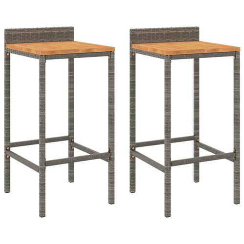 Vidaxl Tabourets De Bar 2 Pcs Gris Résine Tressée Et Bois D'acacia