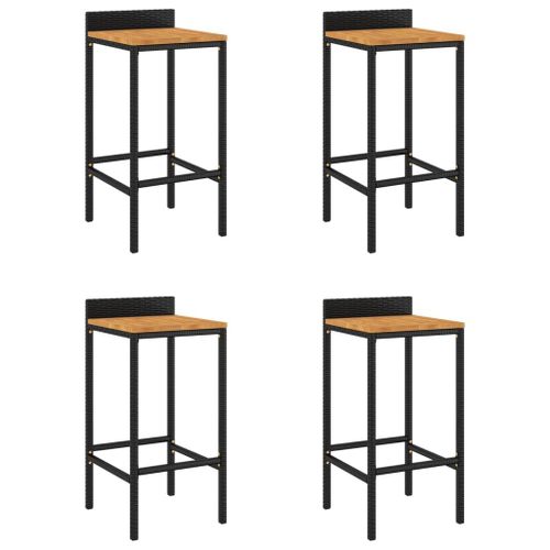 Vidaxl Tabourets De Bar 4 Pcs Noir Résine Tressée Et Bois D'acacia