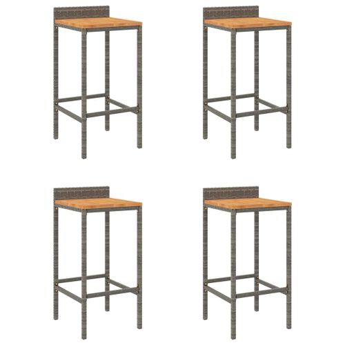 Vidaxl Tabourets De Bar 4 Pcs Gris Résine Tressée Et Bois D'acacia